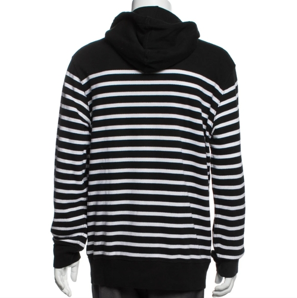 POLO RALPH LAUREN Crew neck Hoodie Medium Black White Stripped - Picture 3 of 7